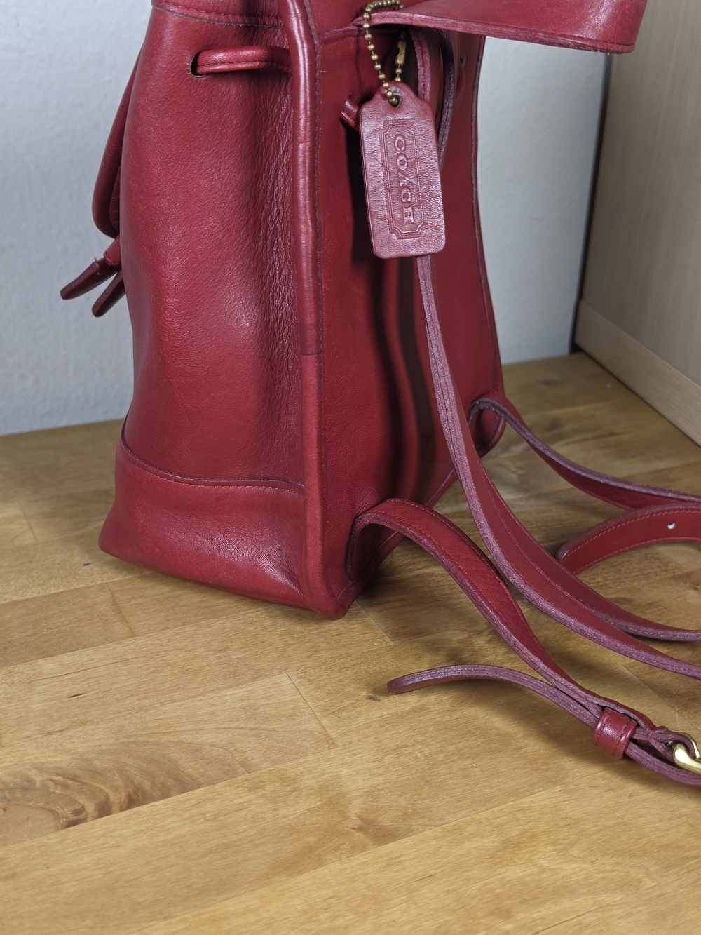 Coach 9960 Red Leather Daypack Backpack Exceptional Vintage Condition Hang Tag - Picture 9 of 12